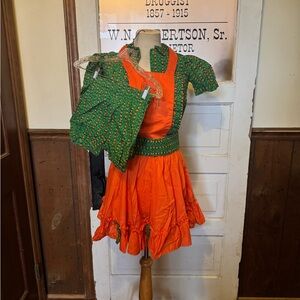 1970’s Girl’s Clogging Outfit Orange and Green Kids  Dress - Traditional Style